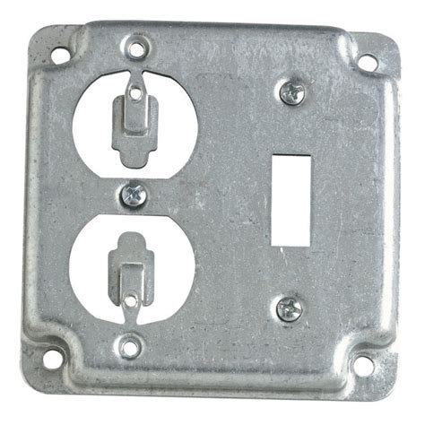 4 inch square metal electrical box cover double|electrical box cover with knockout.